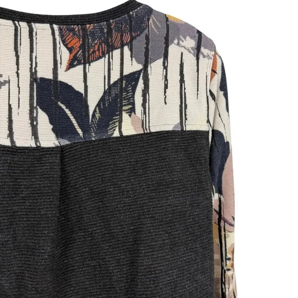 John Mark Womens Floral Long Sleeve Oversized Longline Pullover Sweater sz M